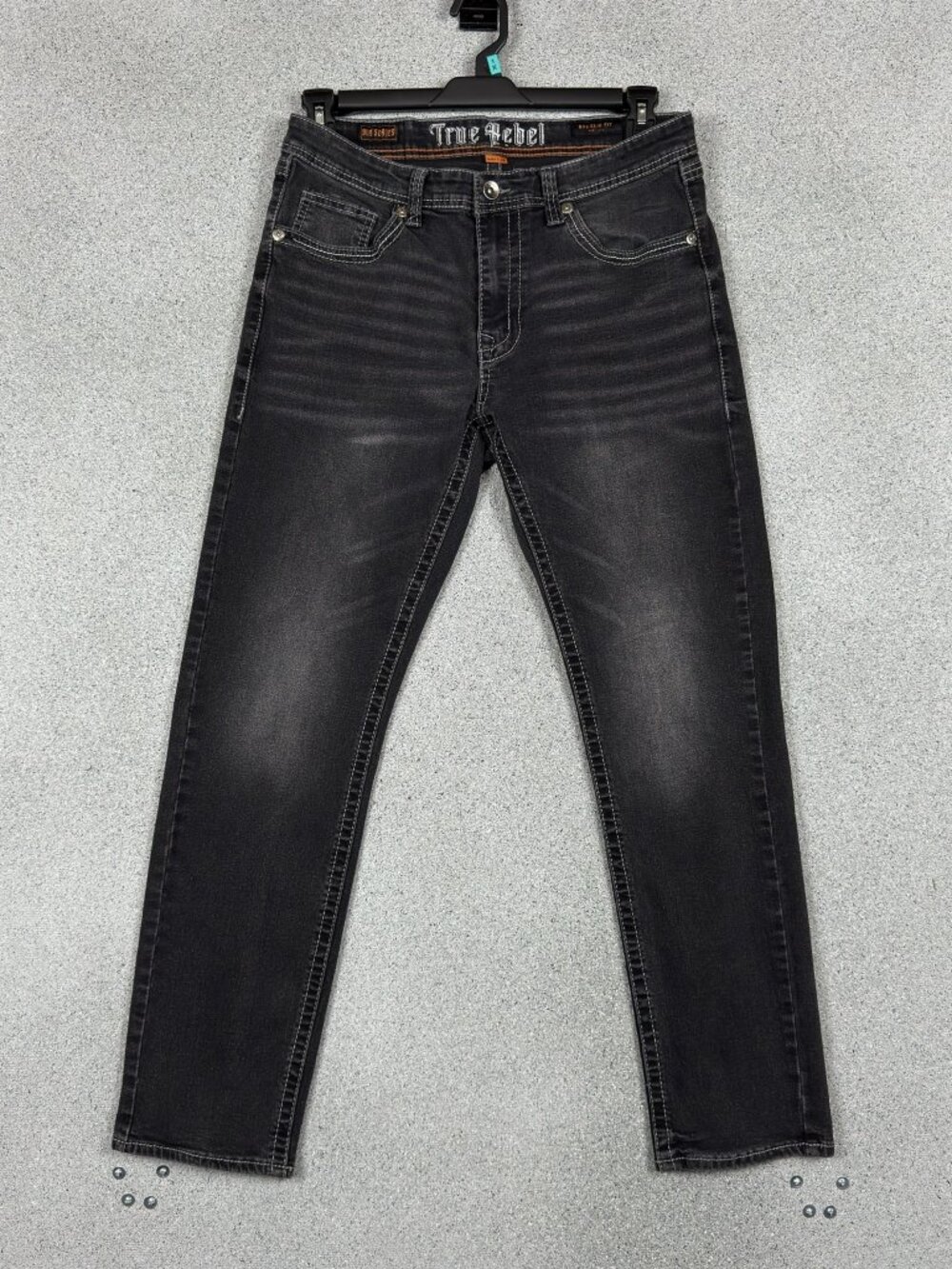 True Rebel 808 Slim Fit Men's Jeans 34x31 Black Casual Rock Western 900 Series